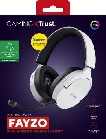 Trust GXT 491W FAYZO Auricolare Con cavo e senza cavo A Padiglione Giocare USB tipo-C Bluetooth Nero, Bianco