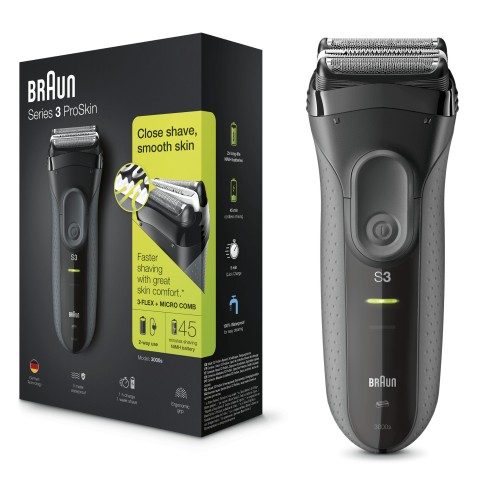 Braun Series 3 ProSkin 3000s Rasoio Elettrico, Nero - Rasoio Elettrico Ricaricabile