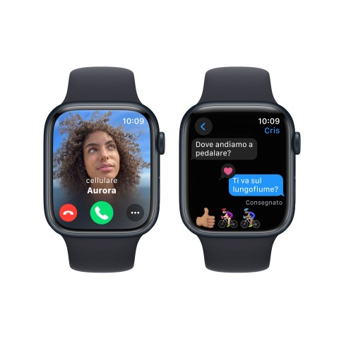 Apple Watch Series 9 GPS Cassa 45mm in Alluminio Mezzanotte con Cinturino Sport Mezzanotte - M/L