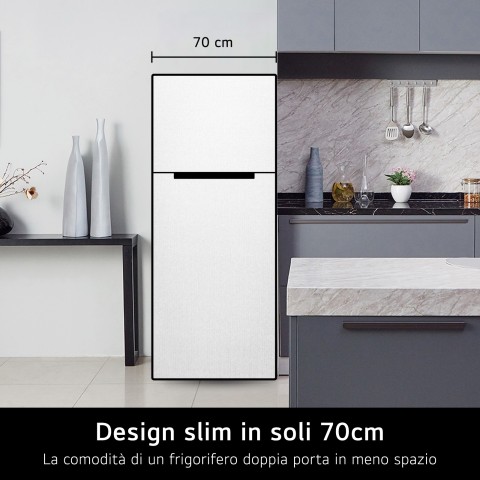 LG GTBV36PZGKD Frigorifero doppia porta 70cm, Classe E, 395L, Door & Linear Cooling, Inox