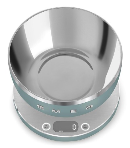 Smeg KSC01EGMWW bilancia da cucina Verde chiaro, Acciaio inox Superficie piana Rotondo Bilancia da cucina elettronica