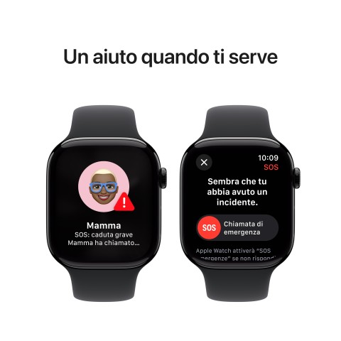 Apple Watch Series 10 Serie 10 GPS 46mm Cassa in Alluminio color Jet Black con Nero Sport Band - M/L