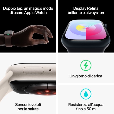 Apple Watch Series 9 GPS Cassa 45mm in Alluminio Galassia con Cinturino Sport Galassia - M/L