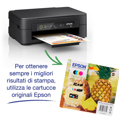 Epson Expression Home XP-2200 stampante multifunzione A4 getto d'inchiostro 3in1, scanner, fotocopiatrice, Wi-Fi Direct, cartucce separate, 3 mesi di inchiostro incluso con ReadyPrint