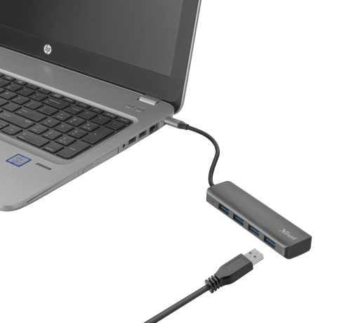 Trust 23328 hub di interfaccia USB 3.2 Gen 1 (3.1 Gen 1) Type-A 5000 Mbit/s Grigio