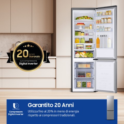 Samsung Frigorifero Combinato EcoFlex AI 2m 390L RB38C600CS9