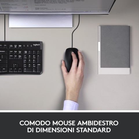 Logitech MK120 Combo Tastiera e Mouse con Filo per Windows, Mouse Ottico Cablato, Tastiera di Dimensioni Standard, USB Plug-and-Play, Compatibile con PC, Laptop