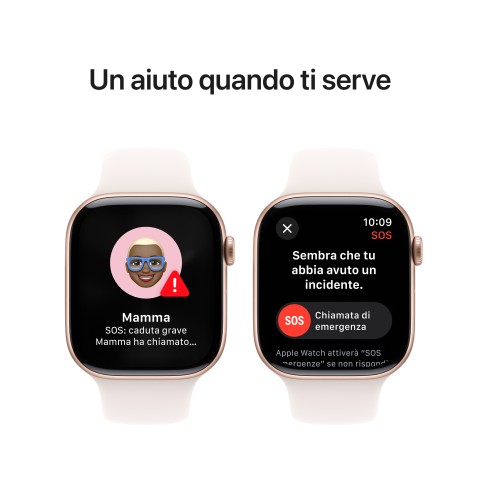 Apple Watch Series 10 Serie 10 GPS 46mm Cassa in Alluminio color Oro Rosa con Light Blush Sport Band - M/L