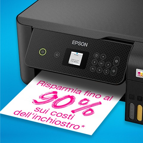 Epson EcoTank ET-2820 stampante multifunzione inkjet 3-in-1 A4, serbatoi ricaricabili alta capacità, 4 flaconi inclusi pari a 3600pag B/N 6500pag colore, Wi-FI Direct, USB