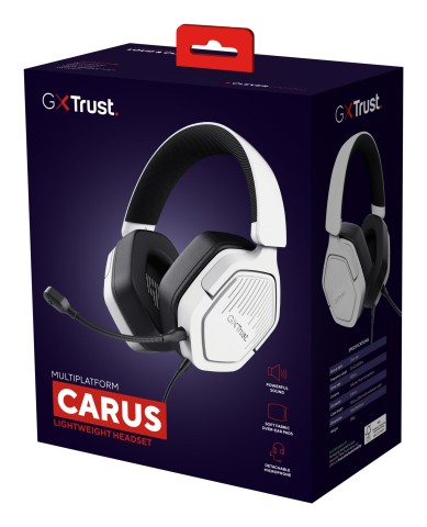 Trust GXT492W Carus Auricolare Cablato A Padiglione Gaming Bianco