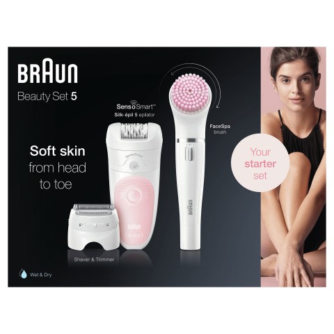 Braun Silk-épil 5 Wet&Dry Silk-épil 5 5-875 Beauty Set Per Le Prime Epilazioni 4-In-1 Wet&Dry Senza Fili – Epilatore Donna, Rasoio, Rifinitore, Kit Pulizia Viso