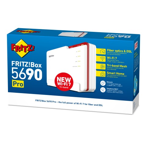 FRITZ!Box 5690 Pro International router wireless 2.5 Gigabit Ethernet Tri-band (2,4 GHz/5 GHz/6 GHz) Bianco