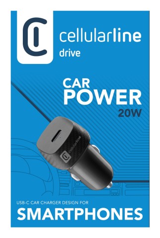 Cellularline USB-C Car Power 20W Caricabatteria da auto USB-C 20W