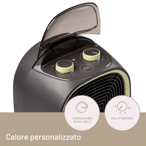 Imetec Silent Power Protection, Termoventilatore silenzioso, 2100 W, Stufetta Elettrica, Timer spegnimento programmabile, temperatura regolabile, 4 funzioni, termostato ambiente, funzione antigelo