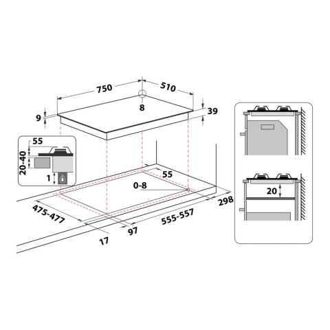 Hotpoint Piano cottura a gas PCN 750 T (AV) R /HA