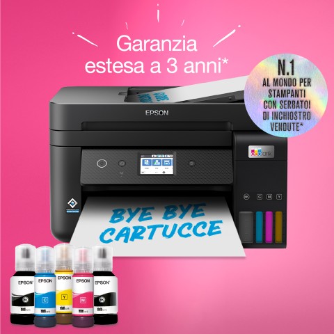 Epson EcoTank ET-4800 stampante multifunzione inkjet 4-in-1 A4, serbatoi ricaricabili alta capacità, 5 flaconi inclusi pari a 14000pag B/N 5200pag colore, Wi-FI Direct, USB