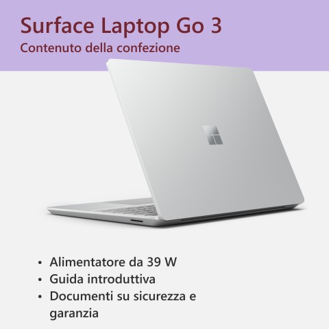 Microsoft Surface Laptop Go 3 (12,45" Intel Core i5, 16 GB RAM, 256 GB SSD - Platino, Windows 11)