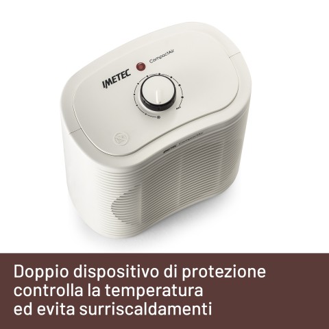 Imetec Compact Air, Termoventilatore piccolo e potente, Stufetta Elettrica, 2000 W, maniglia integrata, temperatura regolabile, funzione antigelo, dispositivo di protezione dai surriscaldamenti