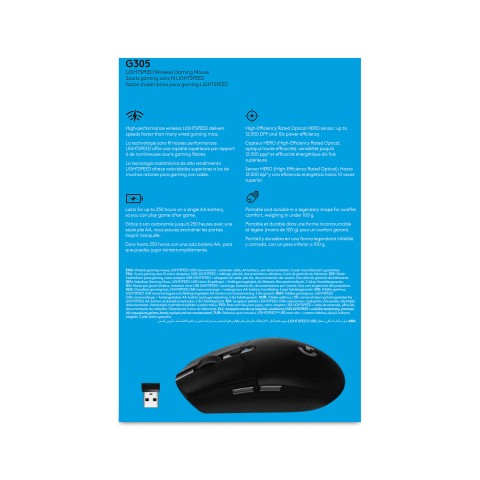 Logitech G G305 mouse Giocare Mano destra RF senza fili + Bluetooth Ottico 12000 DPI