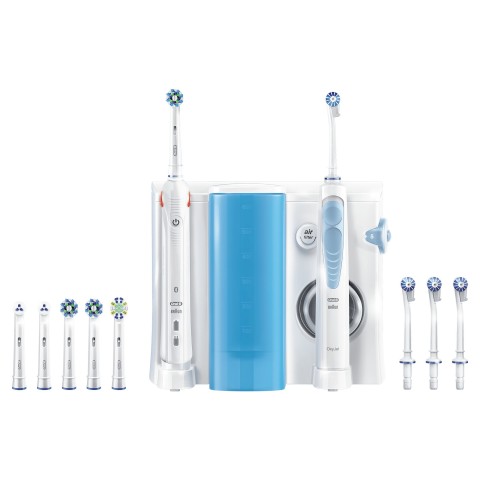 Oral-B Oral Center Spazzolino Elettrico Smart 5000 e Idropulsore Oxyjet con 4 Testine Oxyjet + 6 Testine Di Ricambio