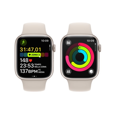 Apple Watch Series 9 GPS Cassa 45mm in Alluminio Galassia con Cinturino Sport Galassia - M/L