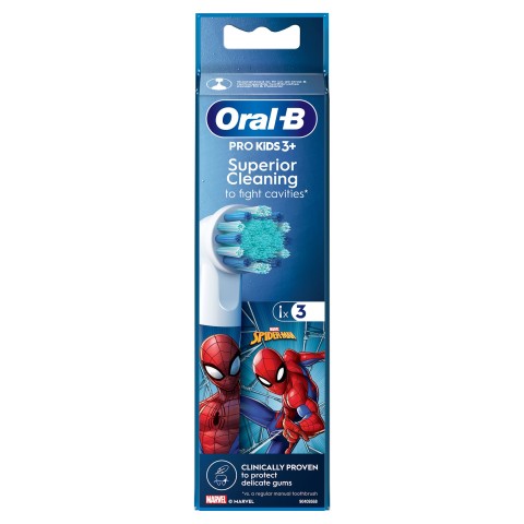 Oral-B Testine Di Ricambio Pro Kids Con Spiderman, 3 Testine