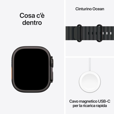 Apple Watch Ultra 2 GPS + Cellular 49mm Cassa Titanio Nero con Nero Ocean Band