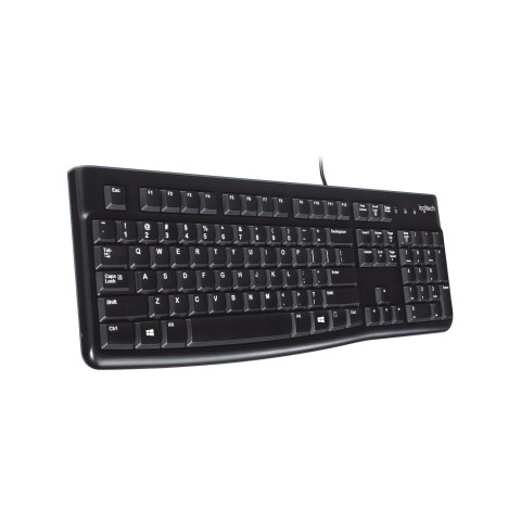 Logitech K120 Tastiera con Cavo per Windows, USB Plug-and-Play, Dimensioni Standard, Resistente agli Schizzi, Barra Spaziatrice Curva, Compatibile con PC, Laptop