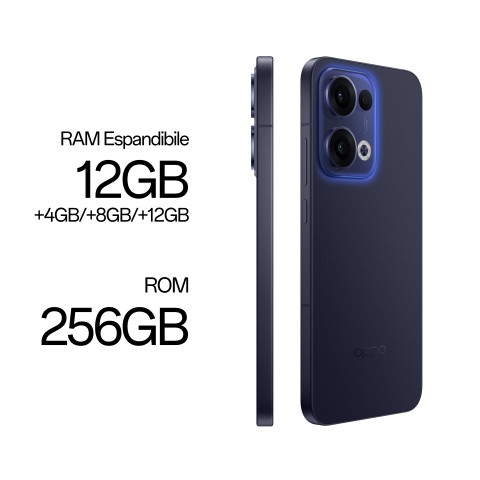 OPPO Reno13 5G AI Smartphone, Tripla fotocamera 50+8+2MP, Selfie 50MP, Display 6.59” 120HZ AMOLED FHD+, 5600mAh, RAM 12GB(Esp4GB/8GB/12GB)+ROM 256GB, [Versione Italia], Luminous Blue