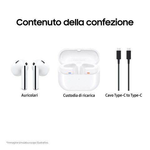 Samsung Galaxy Buds3 Auricolari Ai open-type True Wireless, Audio Hi-Fi, Impermeabilità IP57, White