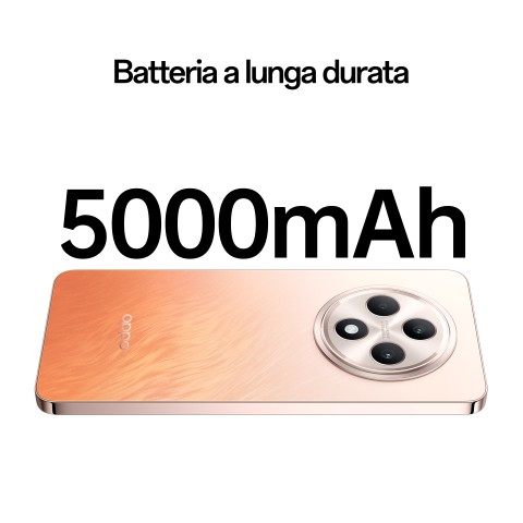 OPPO Reno12 F 4G AI Smartphone, Tripla fotocamera 50+8+2MP, Selfie 32MP, Display 6.67” 120HZ AMOLED FHD+, 5000mAh, RAM 16 GB (8+8) + ROM 256GB, [Versione Italia], Amber Orange