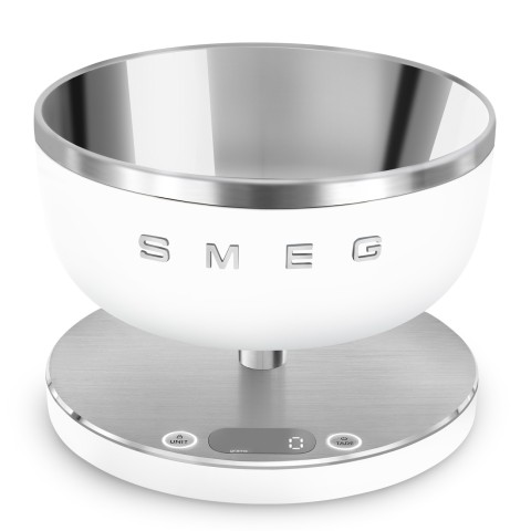 Smeg KSC01WHMWW bilancia da cucina Acciaio inox, Bianco Superficie piana Rotondo Bilancia da cucina elettronica