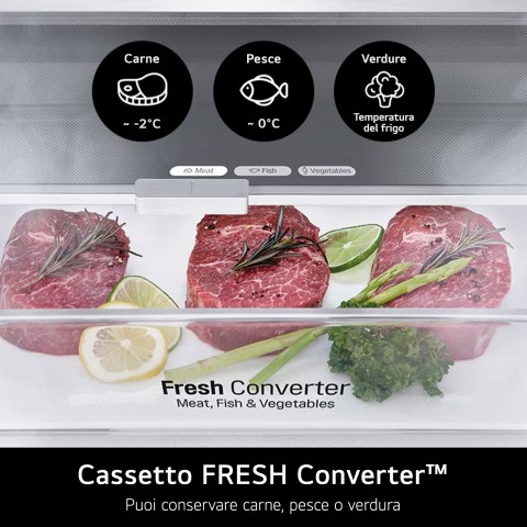 LG GBP62PZNCC1 Frigorifero combinato, Classe C, 384L, Fresh Converter, No frost, Inox