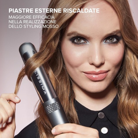 Bellissima Imetec Creativity Multistyle, Piastra per capelli Lisci o Mossi, Rivestimento ceramica, Particelle Diamante, Cheratina, Piastre Flessibili e Calde Anche Esternamente, 5 temperature 150-230°C