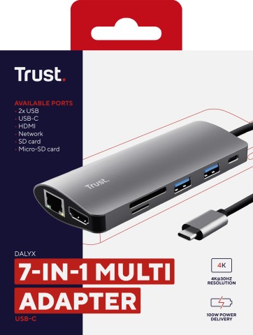 Trust Dalyx scheda di interfaccia e adattatore Interno HDMI, RJ-45, USB 3.2 Gen 1 (3.1 Gen 1)