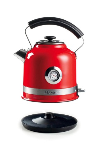 Ariete 2854 Bollitore Elettrico con Autospegnimento - Base Cordless - Filtro Removibile - Termometro - 2000 Watt - 1,7 Litri - Linea Moderna - Rosso