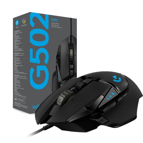 Logitech G Logitech G502 Mouse Gaming HERO Prestazioni Elevate, Sensore HERO 25K, 25600 DPI, RGB, Pesi Regolabili, 11 Pulsanti Programmabili, Memoria Integrata, per PC/Mac/Laptop. Nero