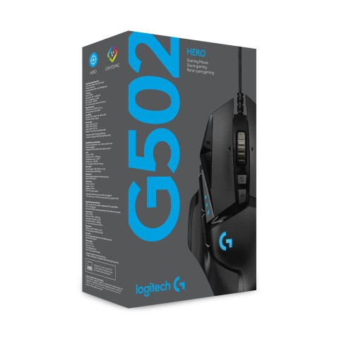 Logitech G Logitech G502 Mouse Gaming HERO Prestazioni Elevate, Sensore HERO 25K, 25600 DPI, RGB, Pesi Regolabili, 11 Pulsanti Programmabili, Memoria Integrata, per PC/Mac/Laptop. Nero