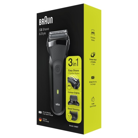 Braun Series 3 Shave&Style 300BT Rasoio Da Barba Elettrico Da Uomo, Nero