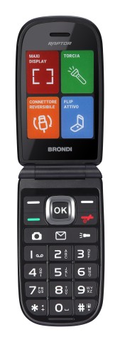 Brondi Raptor 7,11 cm (2.8") 106 g Nero, Metallico Telefono per anziani