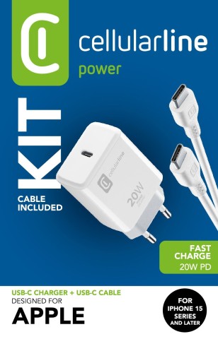 Cellularline Charger Kit 20W - For iPhone 15 Series