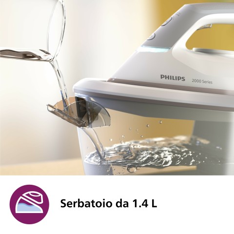 Philips 2000 series PSG2000/80 Ferro da stiro generatore di vapore, 2400W, 1.4L, Piastra in ceramica