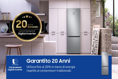 Samsung Frigorifero Combinato EcoFlex AI 2m 390L RB38C675CS9