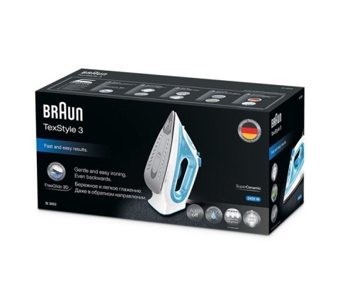 Braun TexStyle 3 Steam Iron SI 3053 Blue Piastra in Ceramica 2400 W Blu