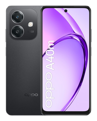 OPPO A40M Smartphone, Fotocamera AI 50MP, Selfie 5MP, Display 6.67” 90HZ LCD HD+, 5100mAh, RAM 16 GB (8+8) + ROM 256GB, IP54, [Versione Italia], Sparkle Black