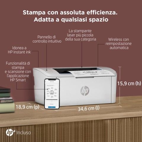 HP LaserJet Stampante HP M110we, Bianco e nero, Stampante per Piccoli uffici, Stampa, wireless; HP+; Idonea a HP Instant Ink