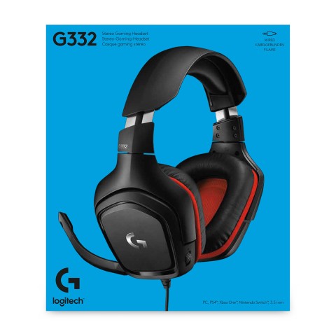 Logitech G G332 Auricolare Cablato A Padiglione Giocare Nero, Rosso