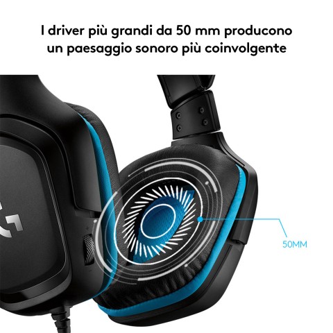 Logitech G 981-000770 cuffia e auricolare Cablato A Padiglione Gaming Nero, Blu