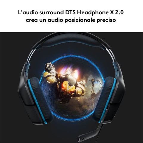 Logitech G 981-000770 cuffia e auricolare Cablato A Padiglione Gaming Nero, Blu