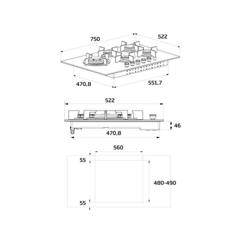 Beko HAW752C5SX Acciaio inox Da incasso 75 cm Gas 5 Fornello(i)